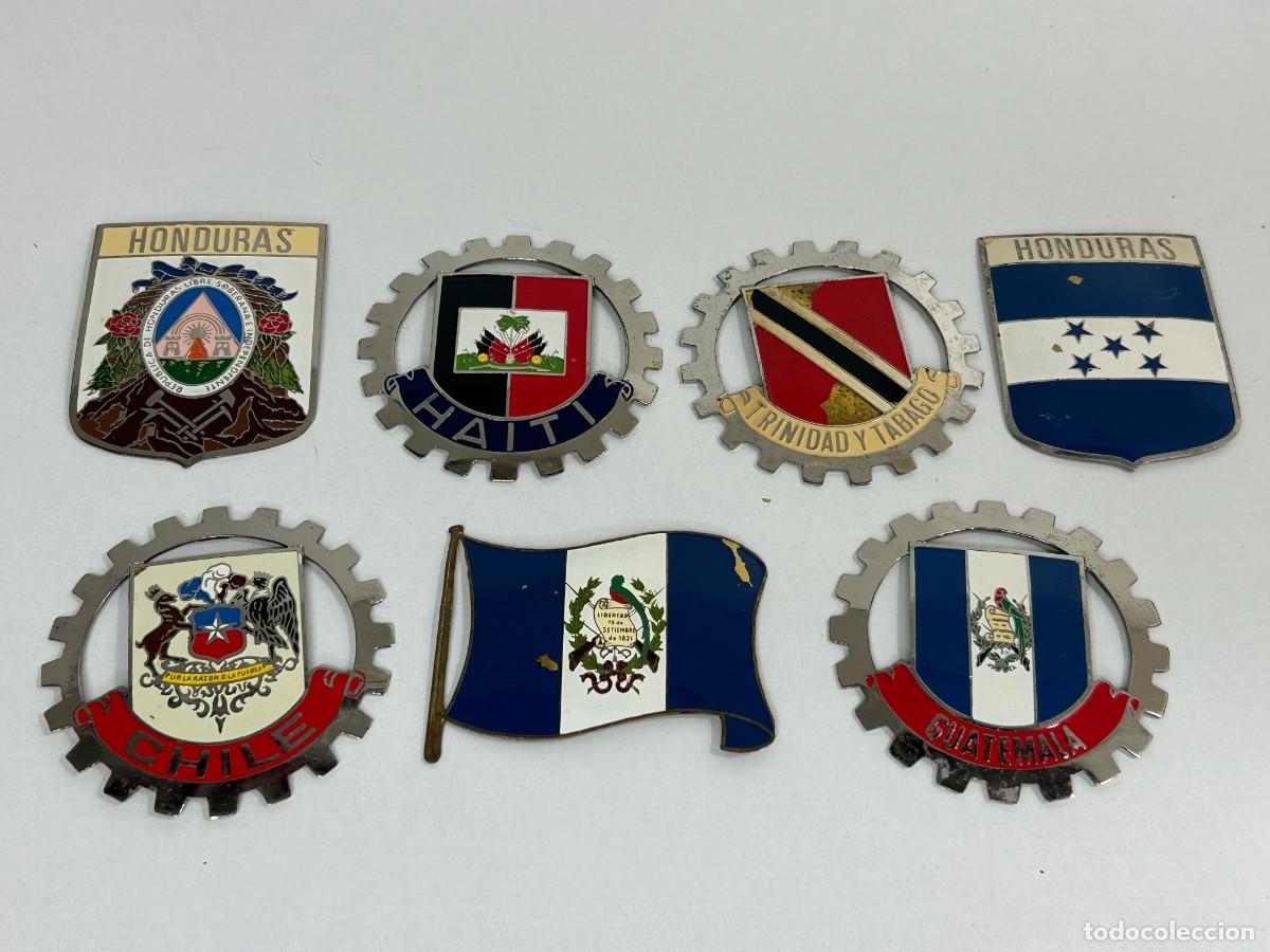 Coches y Motocicletas: LOTE 7 ANTIGUAS CHAPAS PLACAS ESMALTADAS COCHE HONDURAS,HAITI,GUATEMALA,CHILE,TRINIDAD TOBAGO