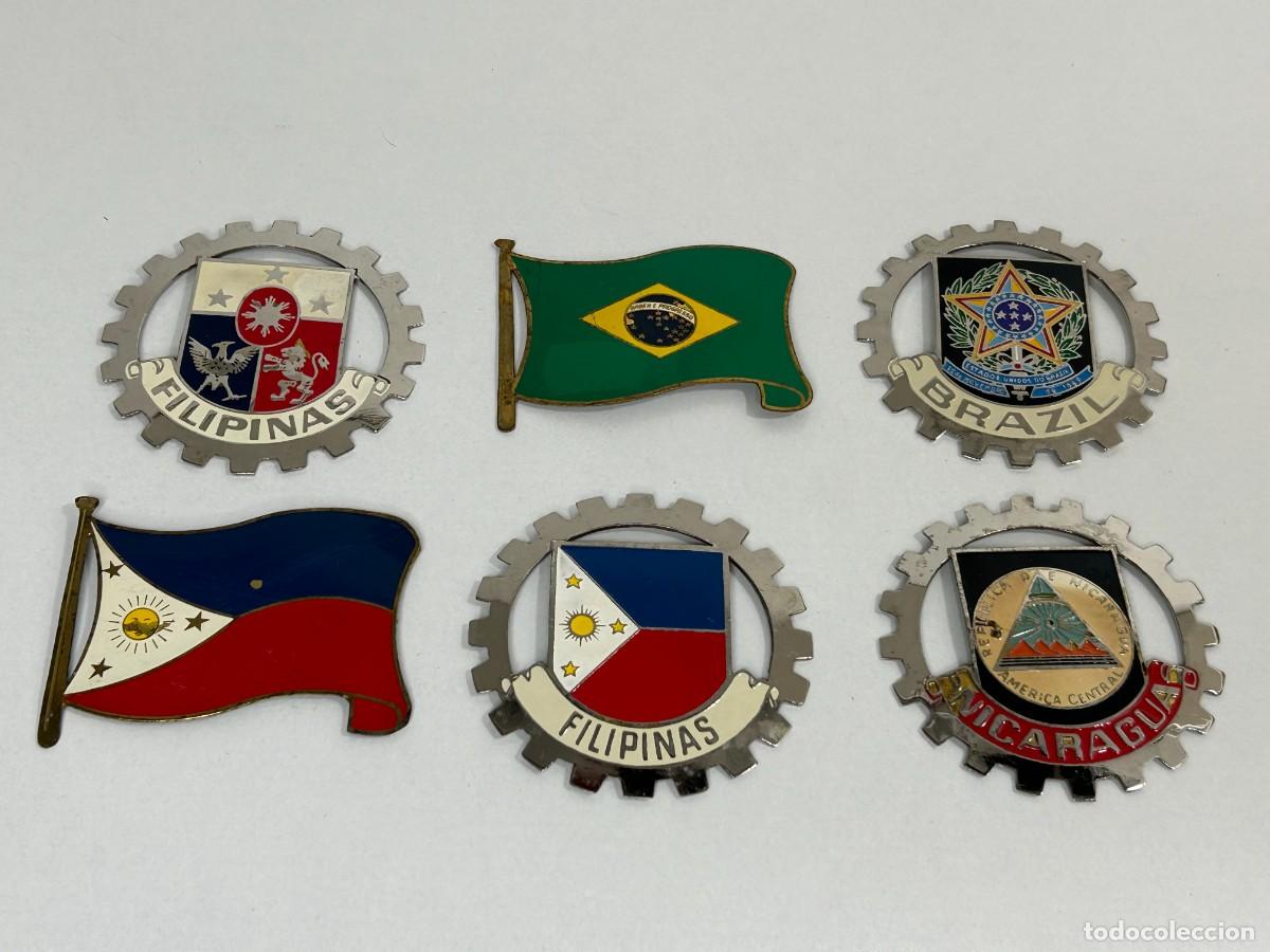 Coches y Motocicletas: LOTE 6 ANTIGUAS CHAPAS PLACAS ESMALTADAS COCHE FILIPINAS,BRASIL,NICARAGUA