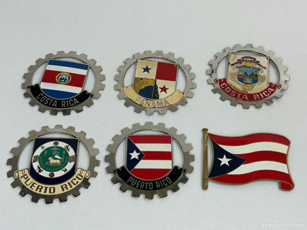 Coches y Motocicletas: LOTE 6 ANTIGUAS CHAPAS PLACAS ESMALTADAS COCHE PANAMA,PUERTO RICO,COSTA RICA