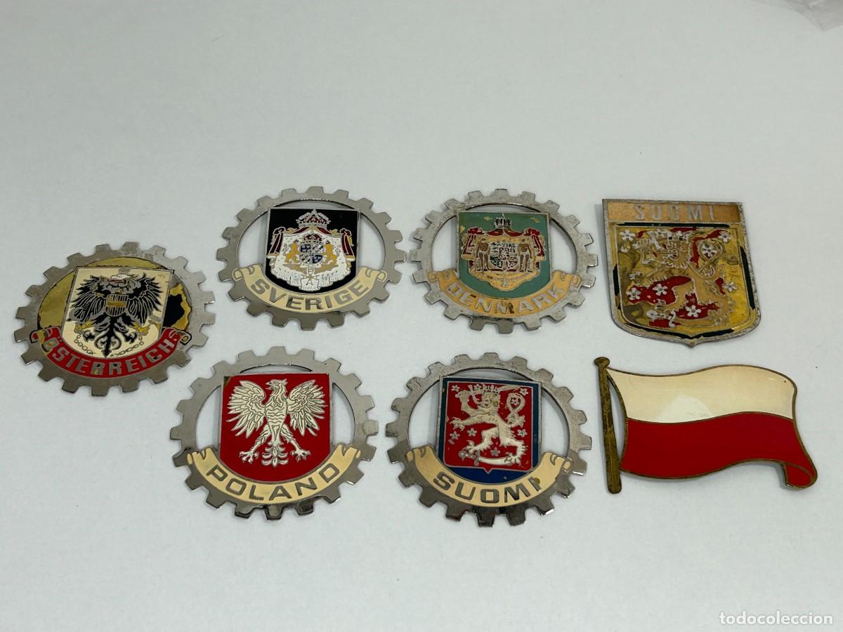 Coches y Motocicletas: LOTE 7 ANTIGUAS CHAPAS PLACAS ESMALTADAS COCHE FINLANDIA,POLONIA,DINAMARCA,SUECIA,AUSTRIA