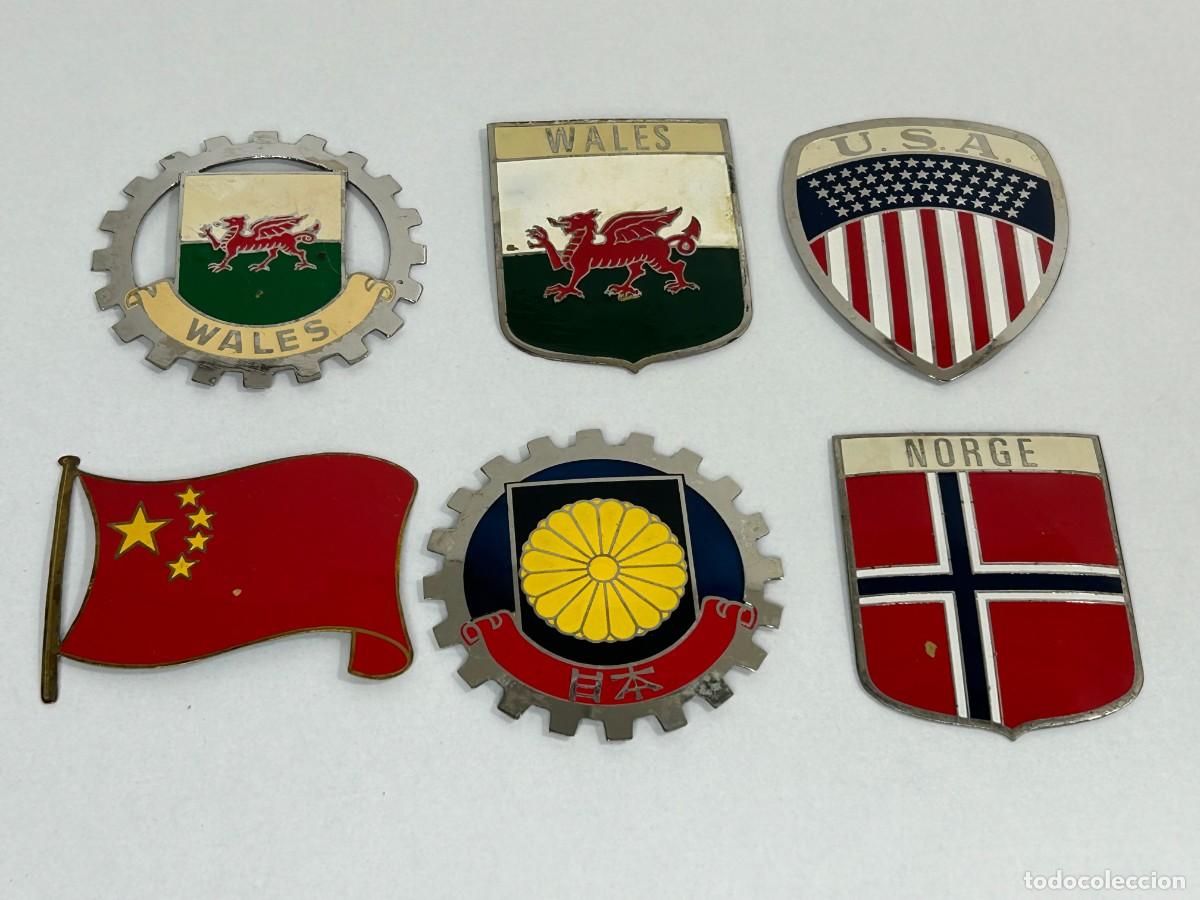 Coches y Motocicletas: LOTE 7 ANTIGUAS CHAPAS PLACAS ESMALTADAS COCHE GALES,JAPON,CHINA,NORUEGA,USA