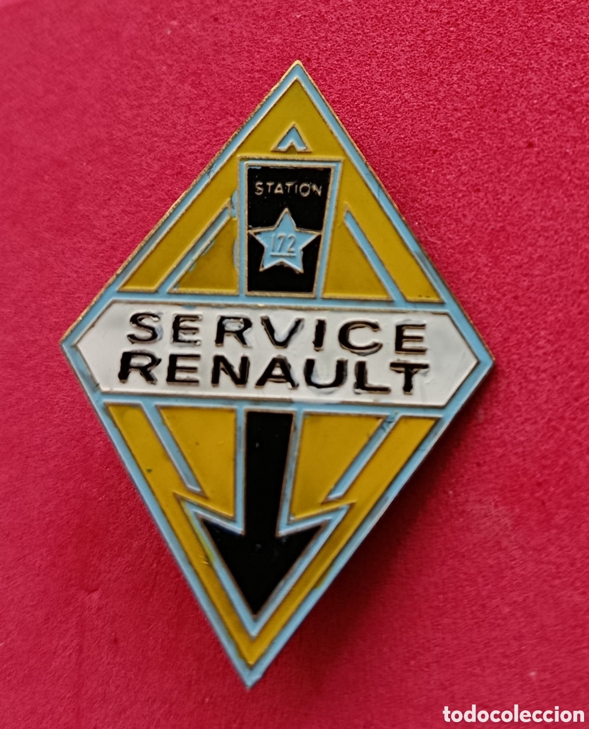 Coches y Motocicletas: Antigua insignia pin de aguja Imperdible coche autom&oacute;vil cl&aacute;sico service Renault badge