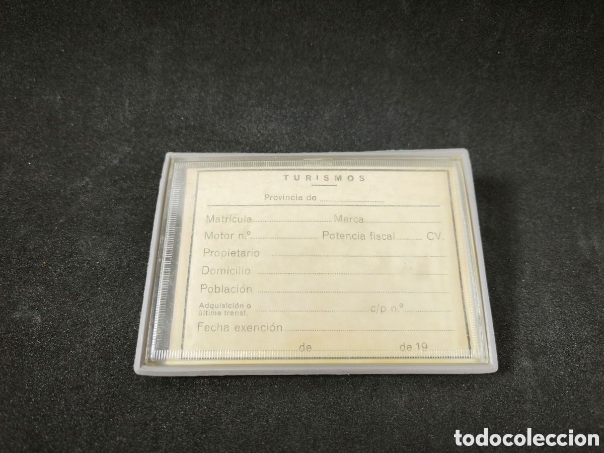 Coches y motocicletas: Porta c&eacute;dula de identificaci&oacute;n fiscal para veh&iacute;culos a&ntilde;os 60-70 Seat 600 850 R4 R8 R10 Authi Mini MG
