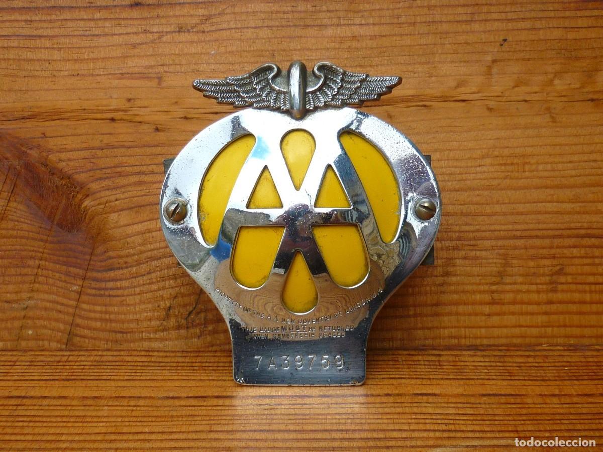 Coches y motocicletas: Insignia Antiguo de la Automobile Association Inglesa para Parrilla del Coche. A&ntilde;o 1959.