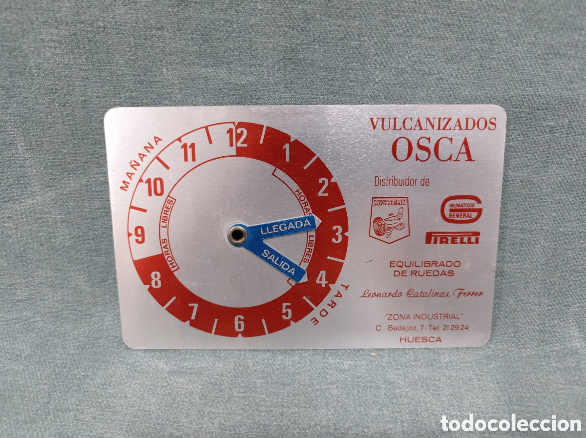 Coches y motocicletas: ANTIGUO DISCO DE CONTROL HORARIO - VULCANIZADOS OSCA - HUESCA