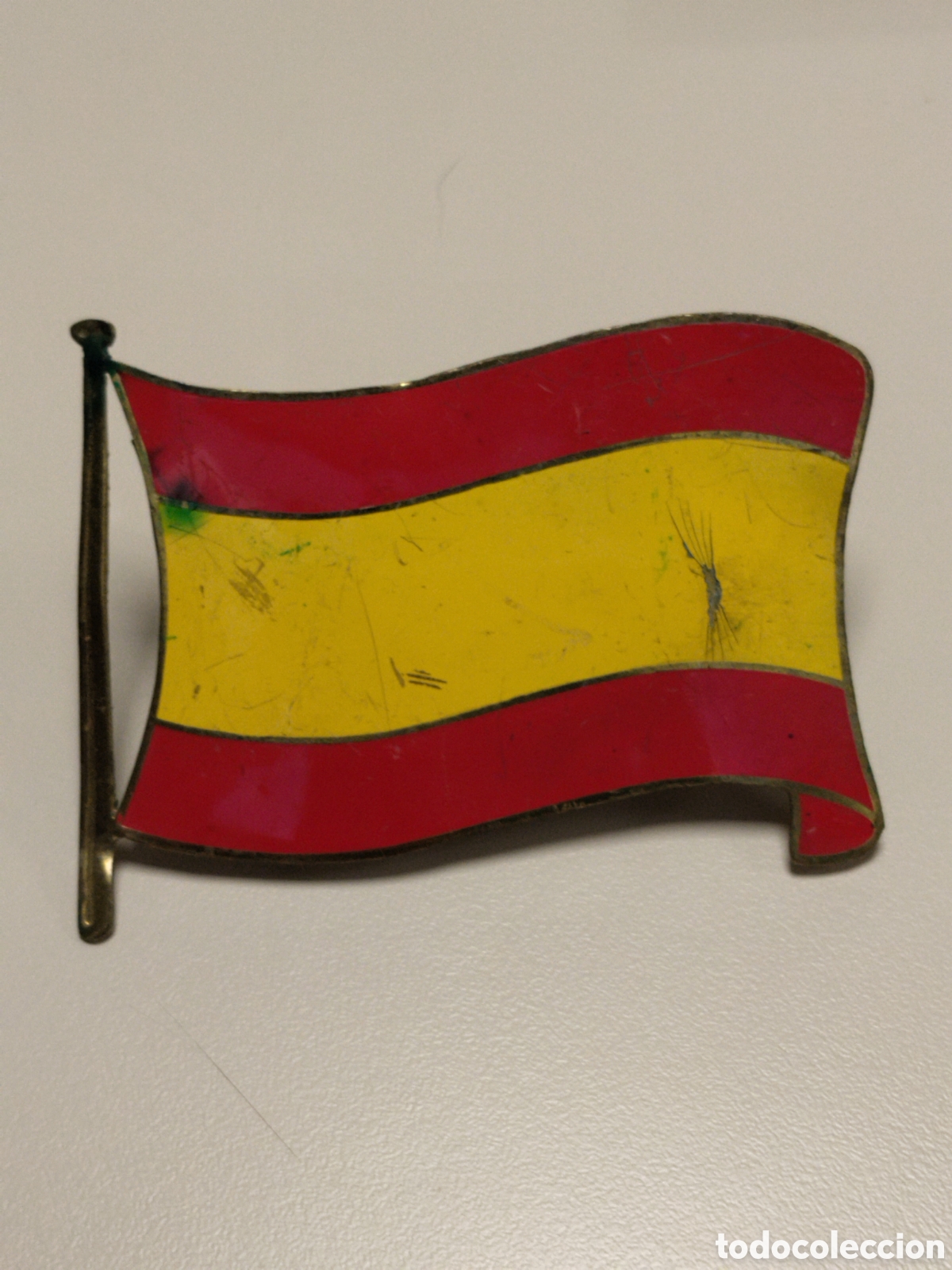 Coches y motocicletas: Placa de coche bandera de espa&ntilde;a.a&ntilde;os 60/70.automovil. ense&ntilde;a nacional.aguila de san juan.patria