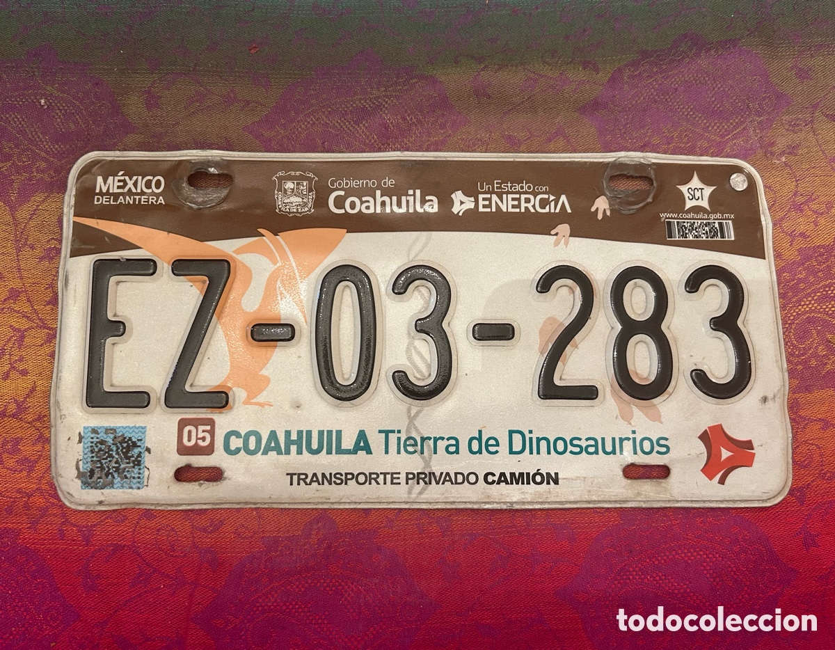 Coches y motocicletas: Matr&iacute;cula de M&eacute;xico. Coahuila Tierra de Dinosaurios