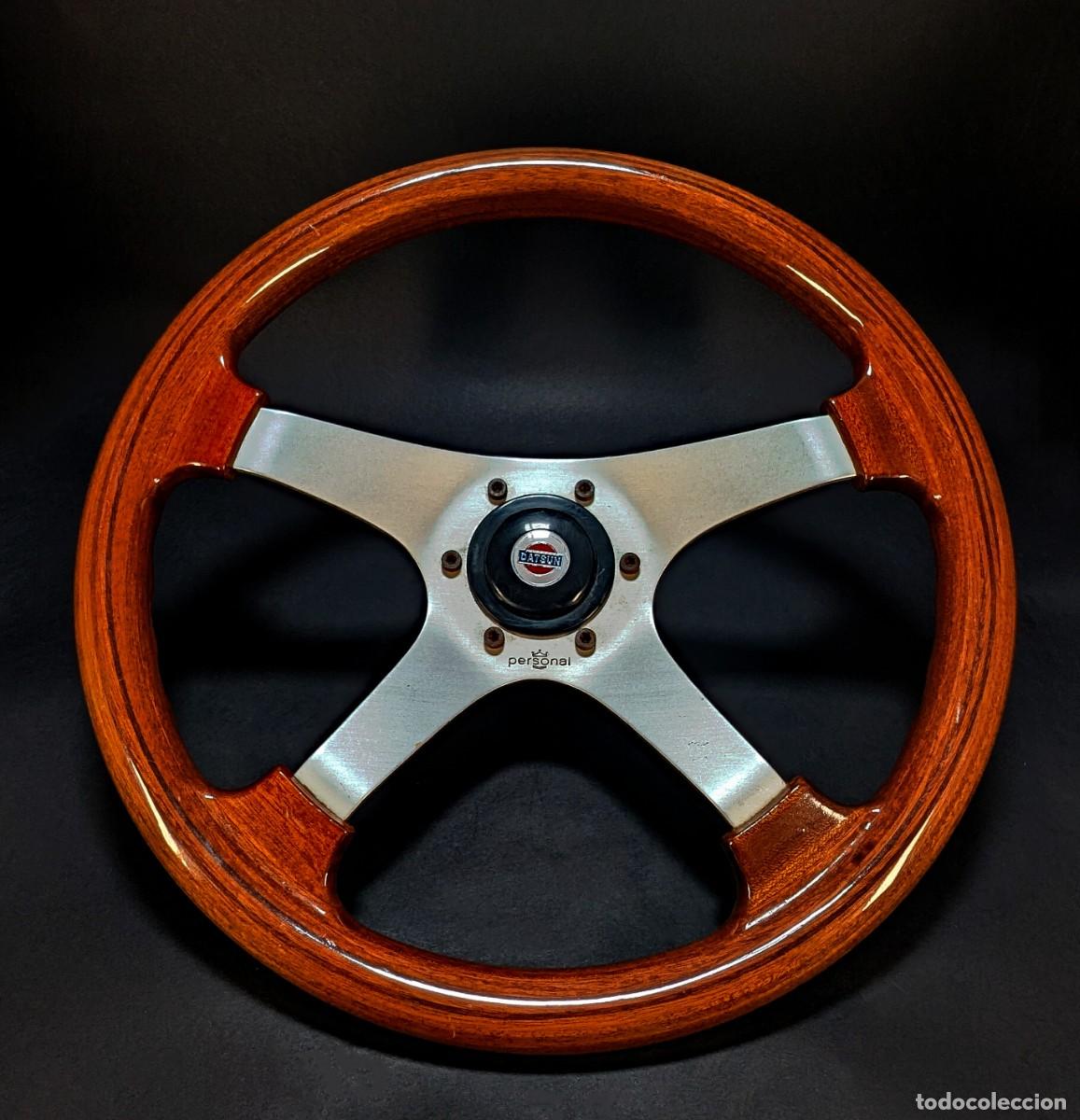Coches y motocicletas: Vintage Personal Wood Steering Wheel 1978 &ndash; Made in Italy &ndash; Datsun Horn Button