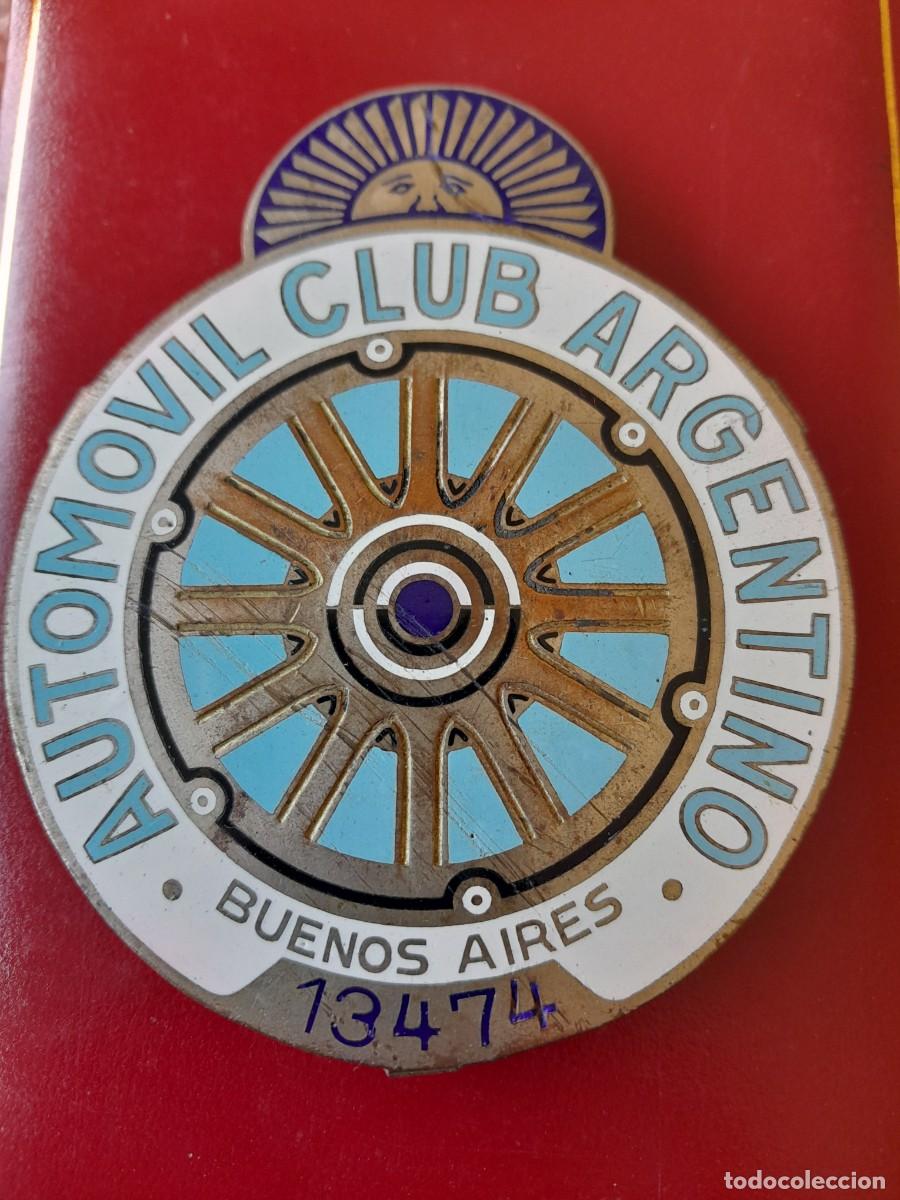 Coches y motocicletas: Insignia autom&oacute;vil club Argentino a&ntilde;os 1930 bronce esmaltado buenos aires