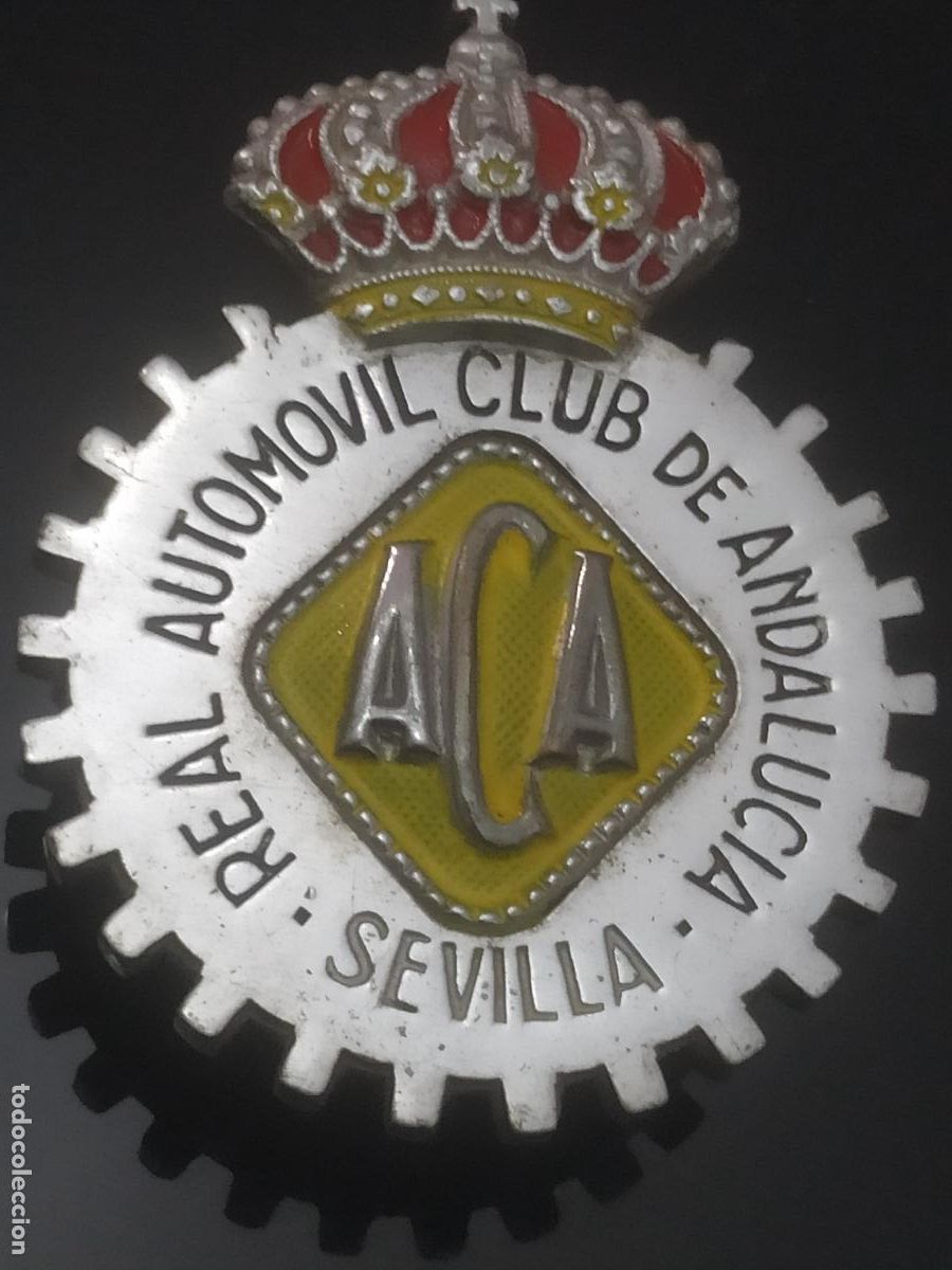 Coches y motocicletas: Placa coche Real AUtomovil Club Andaluc&iacute;a Sevilla ACA, con corona real