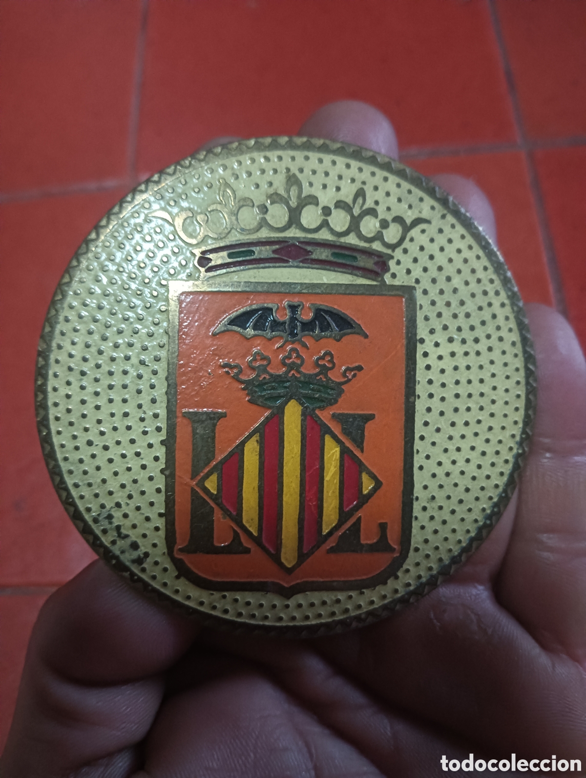 Coches y motocicletas: Antigua chapa esmaltada Comunidad Valenciana