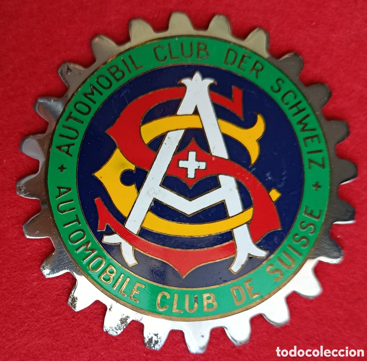 Coches y motocicletas: ANTIGUA PLACA CHAPA EMBLEMA COCHE CLASICO AUTOMOBILE CAR GRILL BADGE CLUB SUISSE