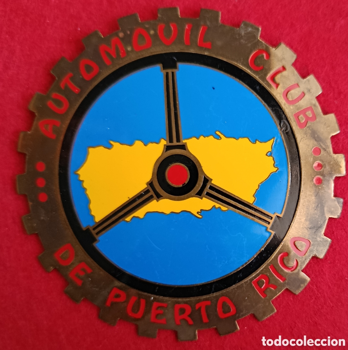 Coches y motocicletas: ANTIGUA PLACA CHAPA EMBLEMA COCHE CLASICO AUTOMOBILE CAR GRILL BADGE CLUB PUERTO RICO