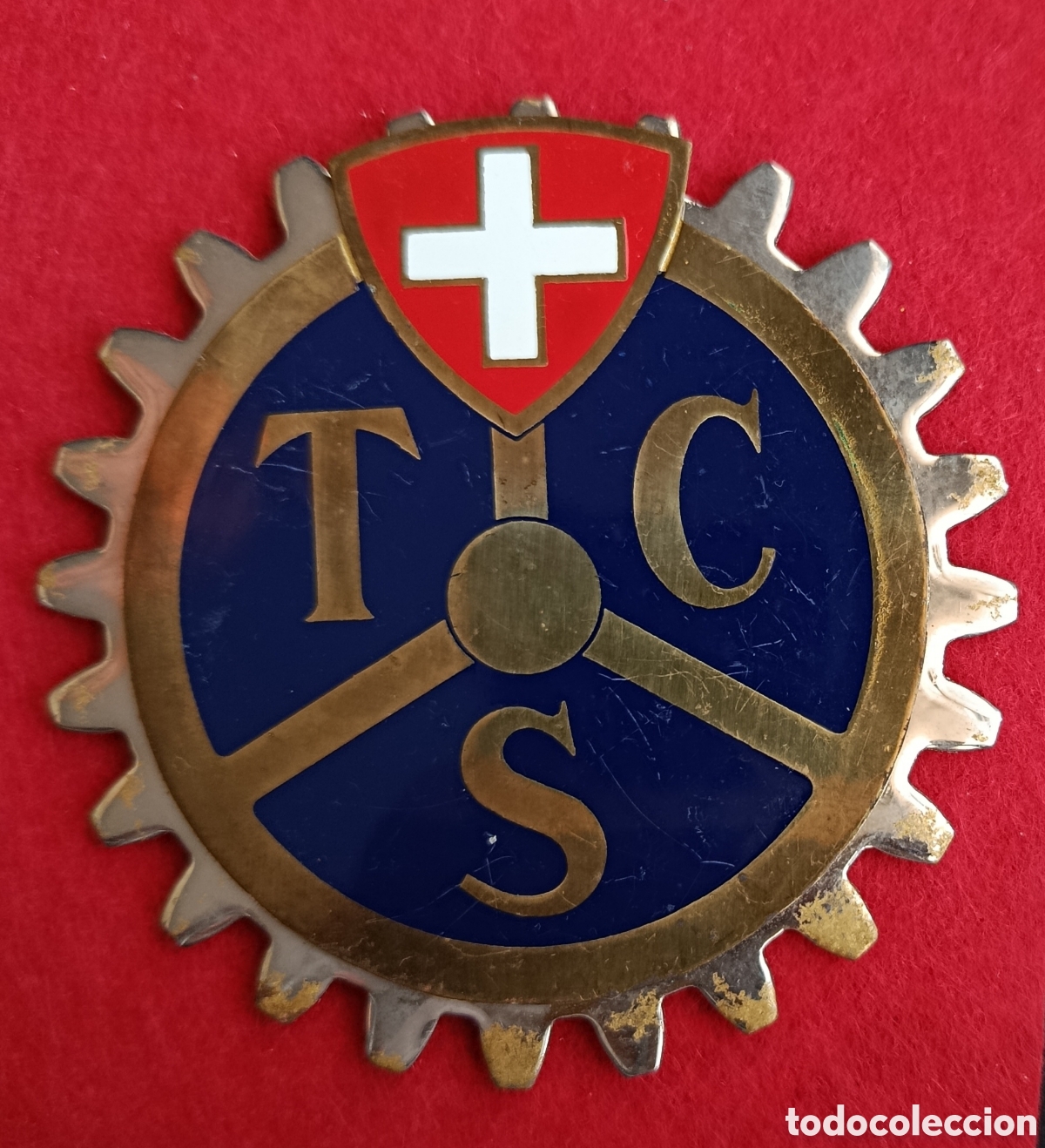 Coches y motocicletas: ANTIGUA PLACA CHAPA EMBLEMA COCHE CLASICO AUTOMOBILE CAR GRILL BADGE SUIZA Switzerland