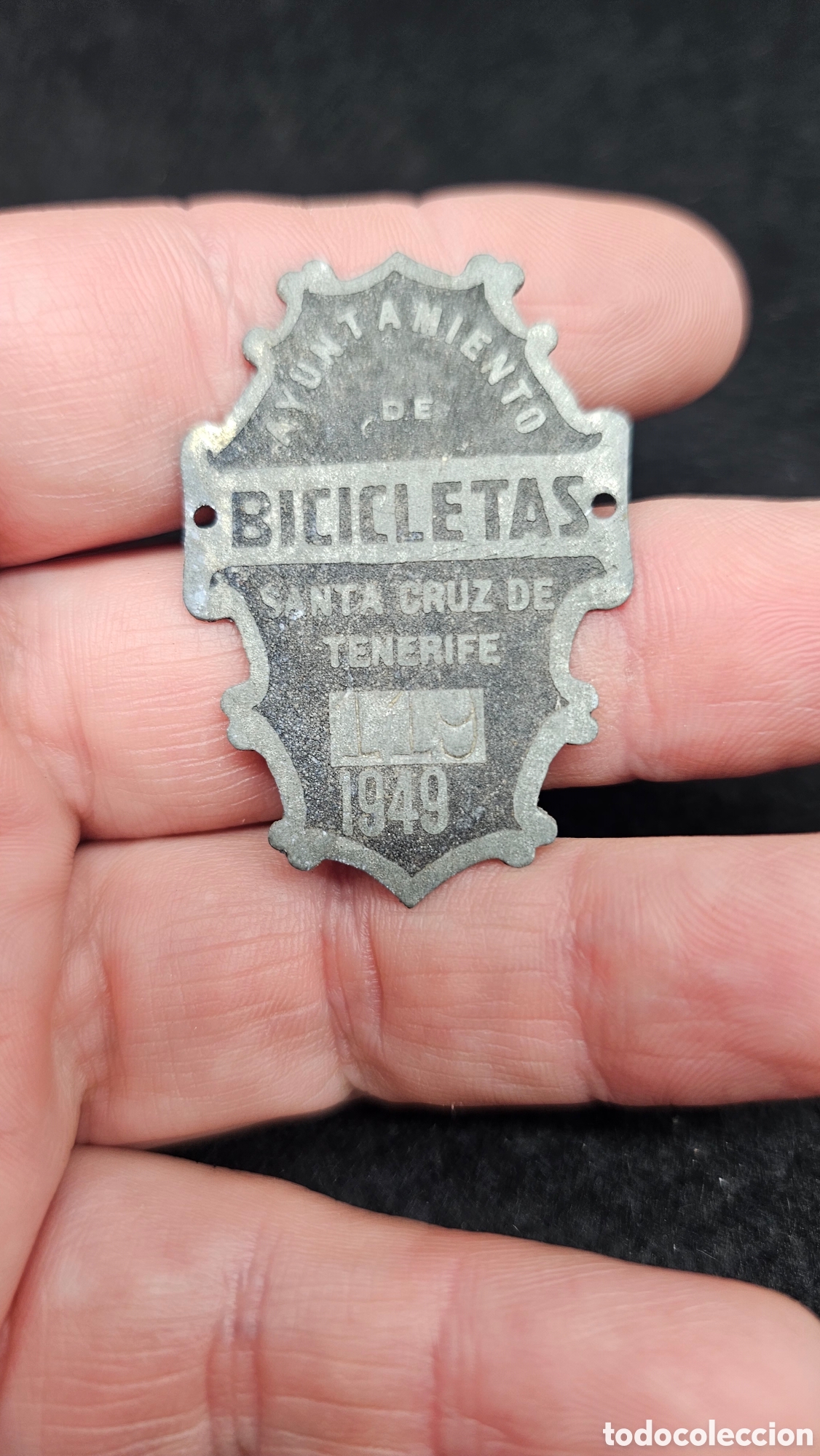 Coches y motocicletas: Antigua matr&iacute;cula de bicicleta N 119 S/C de Tenerife 1949