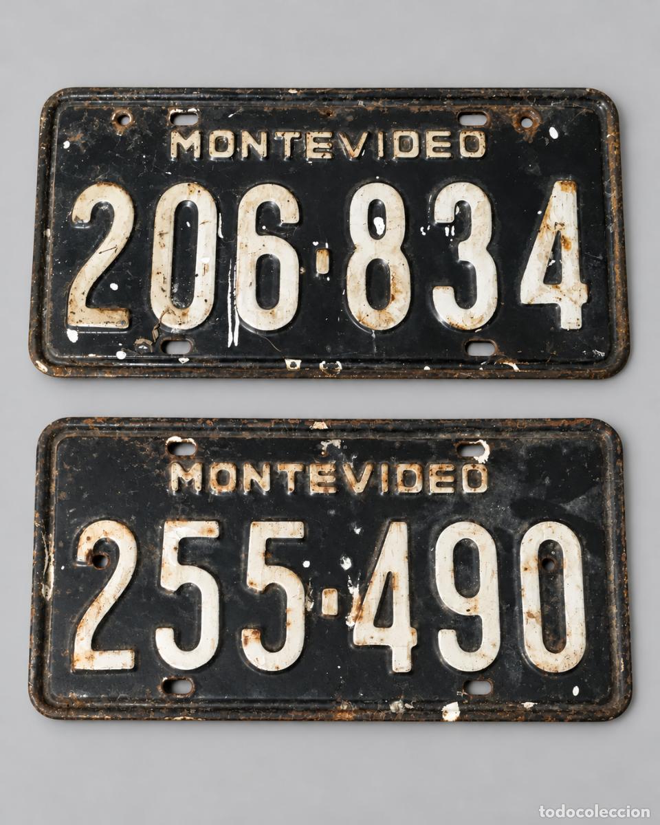 Automobili e Motociclette: Matr&iacute;culas Montevideo Uruguay 206834 y 255490 - Lote de 2
