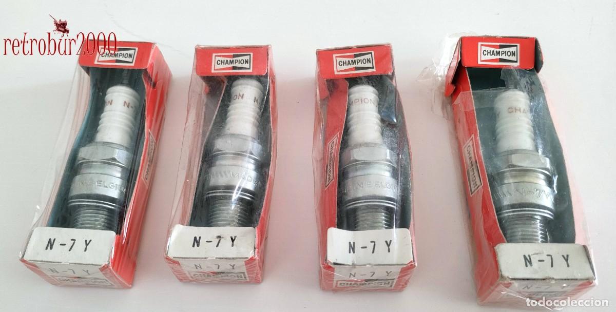 Coches y motocicletas: Lote 4 Buj&iacute;as Champion N7Y vintage (3 Nuevas en caja + 1 en caja abierta)