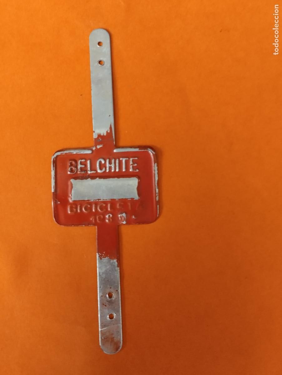 Voitures et Motocyclettes: PLACA CHAPA MATRICULA BICICLETA. BELCHITE ZARAGOZA. 1981.