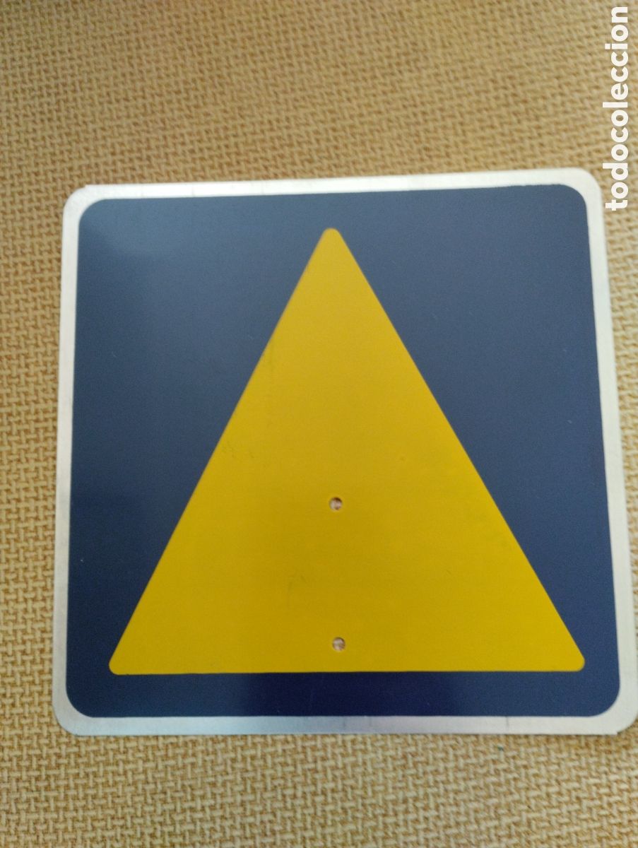 Coches y motocicletas: Placa aluminio Triangulo remolque antigua