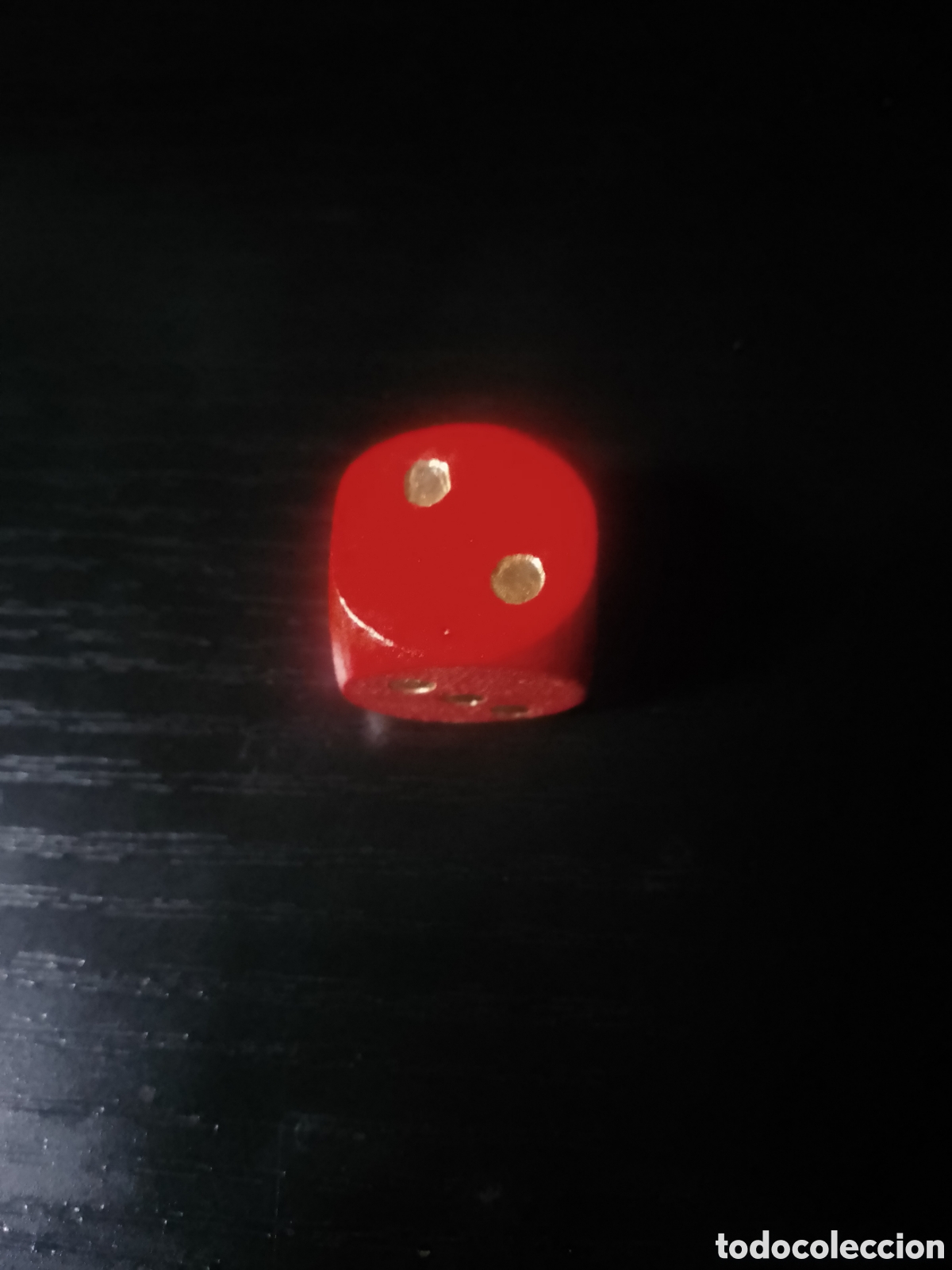 Repuestos y piezas: Dado grande Goula de madera rojo vintage con puntos dorados - Vintage - Nuevo de almac&eacute;n