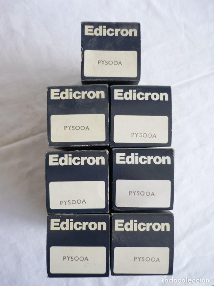 Radios antiguas: 7 v&aacute;lvulas de vac&iacute;o Edicron en caja PY500A - Foto 3