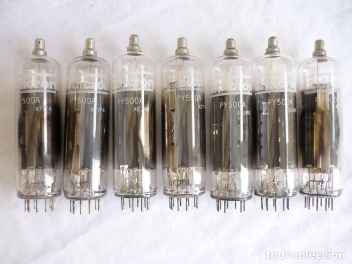 Radios antiguas: 7 v&aacute;lvulas de vac&iacute;o Edicron en caja PY500A - Foto 4