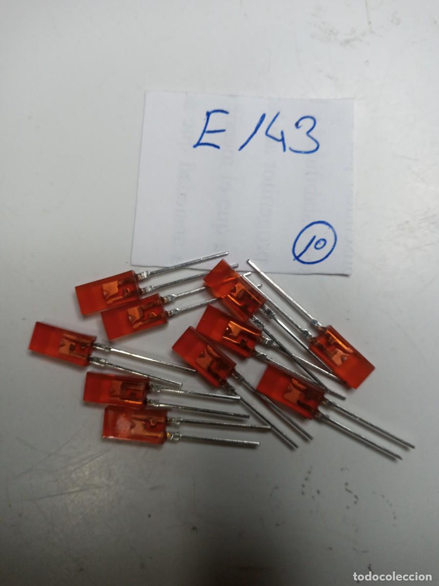 Radios antiguas: 10 diodos led 5mm rojo rectangular (componentes electr&oacute;nica) -NUEVO y probados- - Foto 1