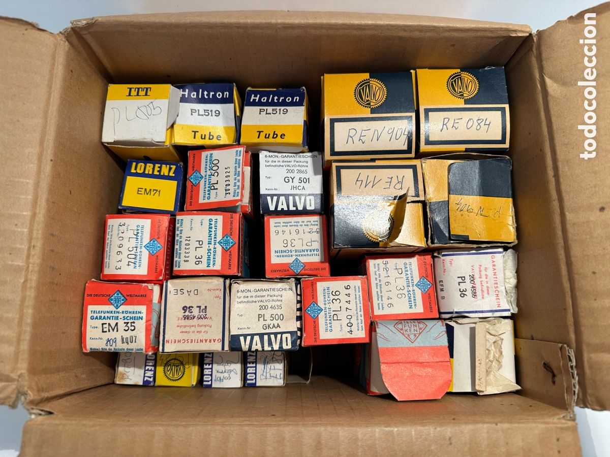 Radios antiguas: LOTE DE 25 LAMPARAS VALVULAS ANTIGUAS RADIO NUEVAS SIN ESTRENAR EN CAJA ORIGINAL.DIFERENTES MODELOS.