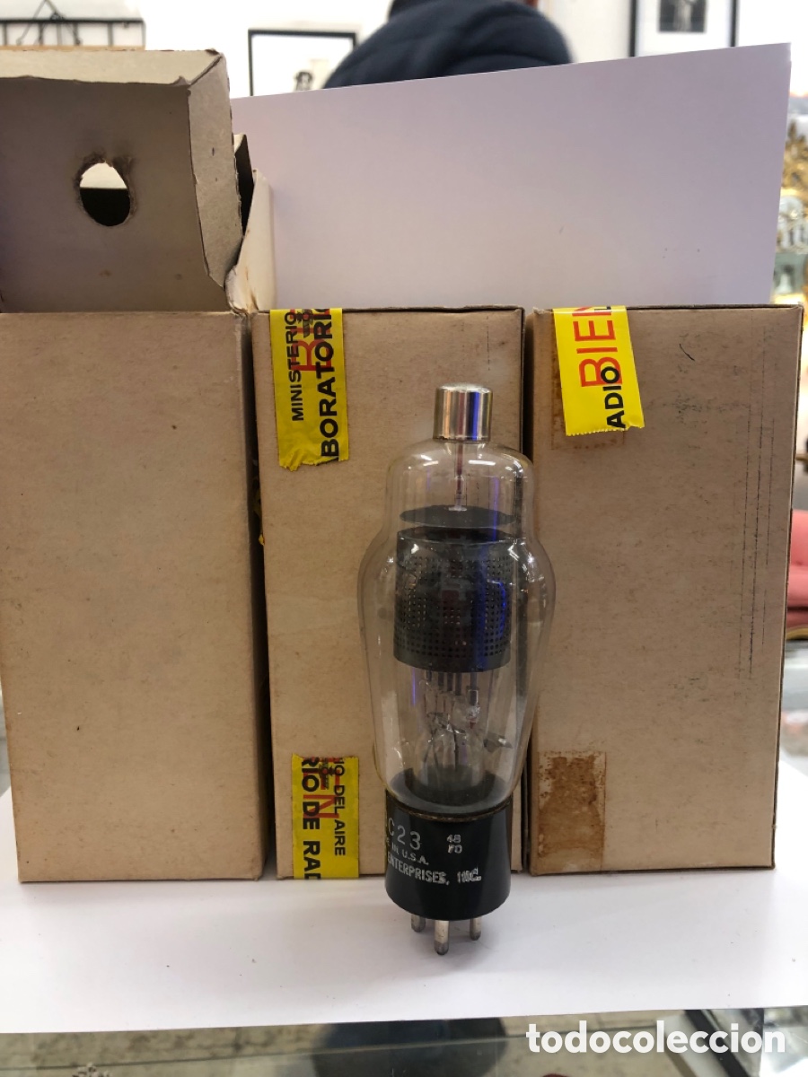 Radios antiguas: Lote de 3 V&aacute;lvulas / Tubos electr&oacute;nicos 3C23 USA - Cajas originales con precinto