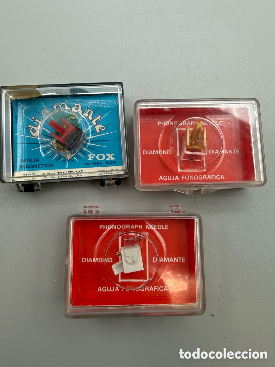 Radios antiguas: Lote 3 agujas fonogr&aacute;ficas para tocadiscos. Ortofon sw y diamante fox tipo 602 dst-w