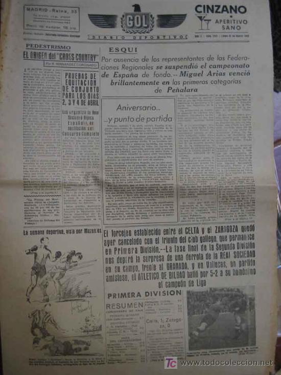Coleccionismo deportivo: GOL DIARIO DEPORTIVO. A&ntilde;o II n&uacute;m 205 lunes 31 de marzo 1941