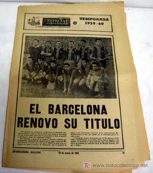 Collezionismo sportivo: Informaciones Magazine p&aacute;ginas f&uacute;tbol Liga Espa&ntilde;ola 23 marzo 1968 Barcelona renueva su t&iacute;tulo