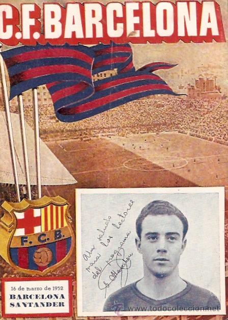 Sammelleidenschaft Sport: PROGRAMA OFICIAL PARTIDO C.F. BARCELONA R. SANTANDER 1952