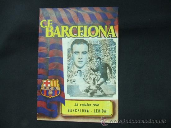 Colecionismo desportivo: BOLETIN - C.F. BARCELONA - 22 OCTUBRE 1950 - BARCELONA-L&Eacute;RIDA - PORTADA MANCH&Oacute;N -