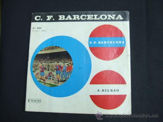 Colecionismo desportivo: PROGRAMA C.F. BARCELONA - BARCELONA - A. BILBAO - 2 ABRIL 1.967 -