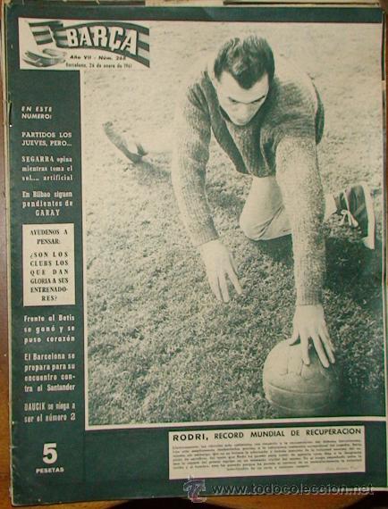 Sports collectibles: REVISTA BAR&Ccedil;A A&Ntilde;O VII N&ordm; 268 A&Ntilde;O 1961 SEGARRA BILBAO GARAY  DAUCIK BARCELONA SANTANDER