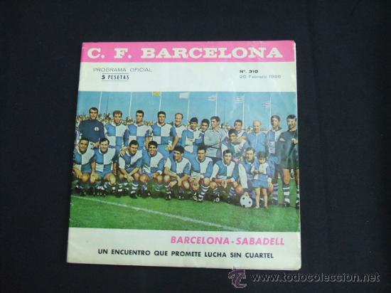 Coleccionismo deportivo: PROGRAMA OFICIAL C.F. BARCELONA - 25 FEBRERO 1968 - BARCELONA - SABADELL