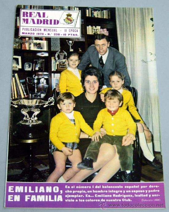 Coleccionismo deportivo: Revista Real Madrid N&ordm; 238 Marzo 1970 Emiliano Rodriguez en familia n&uacute;mero uno baloncesto espa&ntilde;ol
