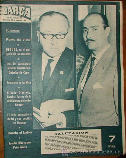 Sports collectibles: REVISTA BAR&Ccedil;A A&Ntilde;O XI N&ordm; 495 A&Ntilde;O 1965 PESUDORODRI EN LIMOGES GIBERNAU LLAUDET