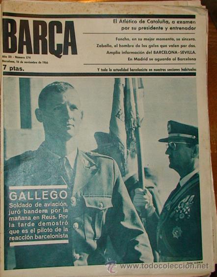 Sammelleidenschaft Sport: REVISTA BAR&Ccedil;A A&Ntilde;O XII N&ordm; 574 A&Ntilde;O 1966 GALLEGO BARCELONA SEVILLA ZABALLA