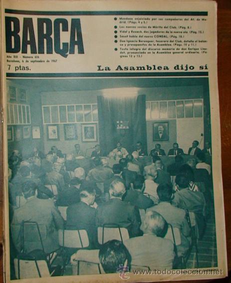 Sammelleidenschaft Sport: REVISTA BAR&Ccedil;A A&Ntilde;O XII N&ordm; 616 A&Ntilde;O 1967 VIDAL REIXACH LA ASAMBLEA DIJO SI