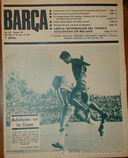 Sammelleidenschaft Sport: REVISTA BAR&Ccedil;A A&Ntilde;O XIII N&ordm; 599 A&Ntilde;O 1967 ADELANTE EN LA COPA TRIUNFO AZULGRANA EN MALAGA