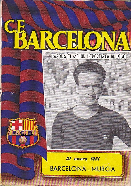 Sports collectibles: PROGRAMA OFICIAL C.F. BARCELONA 21-1-1951 PARTIDO BARCELONA - MURCIA