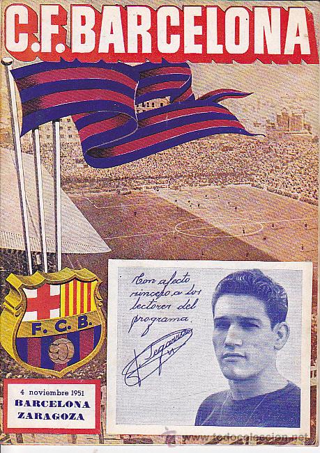 Sports collectibles: PROGRAMA OFICIAL C.F. BARCELONA 4-11-1951 PARTIDO BARCELONA - ZARAGOZA