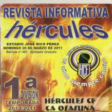 Coleccionismo deportivo: REVISTA INFORMATIVA HÉRCULES. PARTIDO HERCULES-OSASUNA. 20/03/2011 . Lote 29744466
