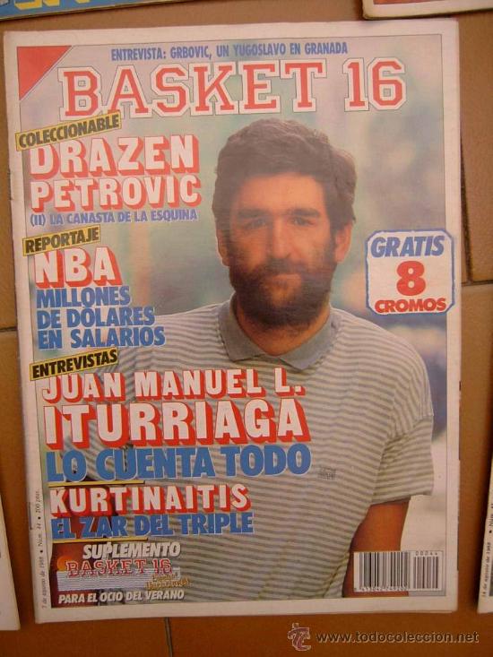 Collectionnisme sportif: REVISTA BALONCESTO BASKET 16 N&ordm; 44 AGOSTO 1988 ITURRIAGA KURTINAITIS COLECCIONABLE PETROVIC (2)