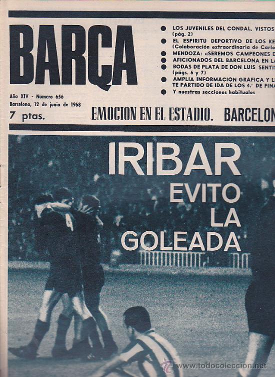 Sports collectibles: REVISTA BAR&Ccedil;A 12-6-1968  BARCELONA AT.BILBAO