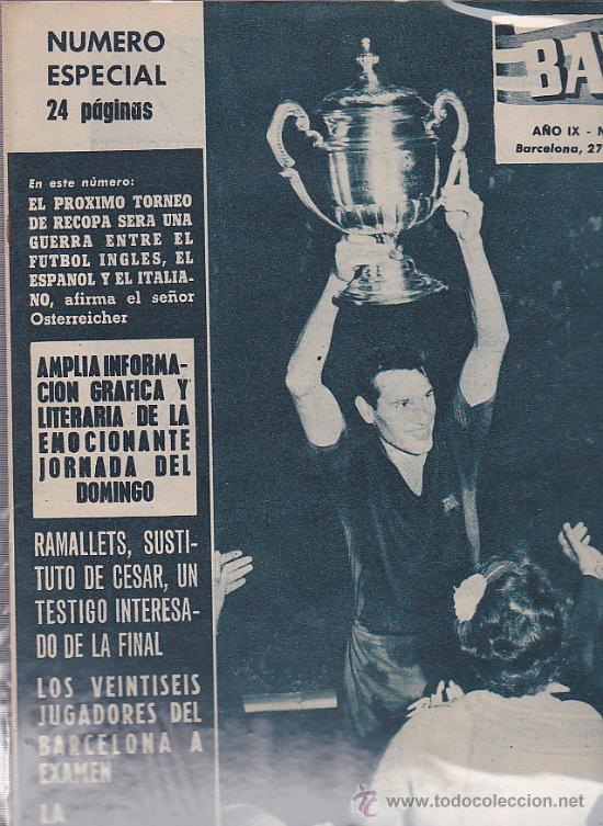 Sports collectibles: REVISTA BAR&Ccedil;A 27-6-1963 CAMPEON DE COPA
