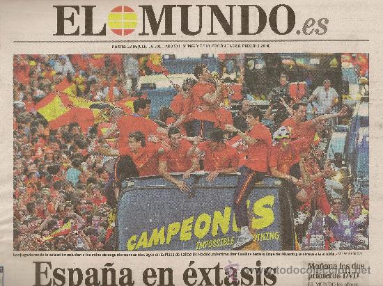 Coleccionismo deportivo: Campeones del Mundo 2010. El Mundo 13 de julio de 2010