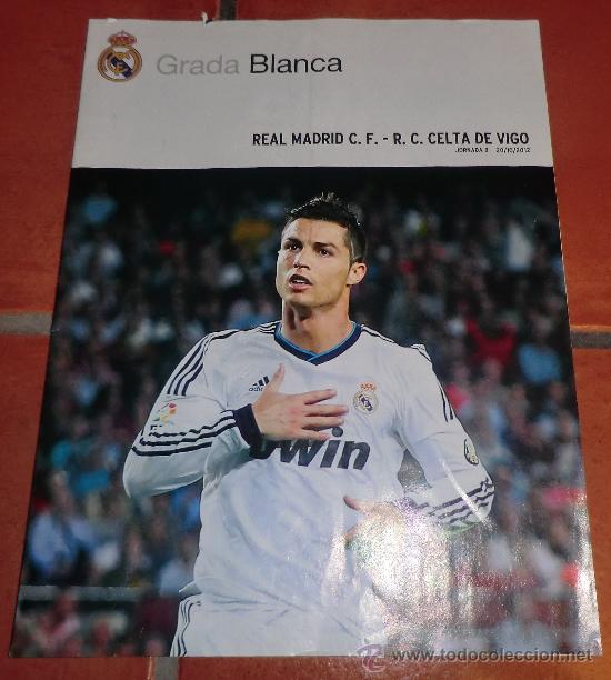 Coleccionismo deportivo: REVISTA GRADA BLANCA REAL MADRID. JORNADA 8 (Oct2012) .PARTIDO CONTRA CELTA VIGO. POSTER CRISTIANO
